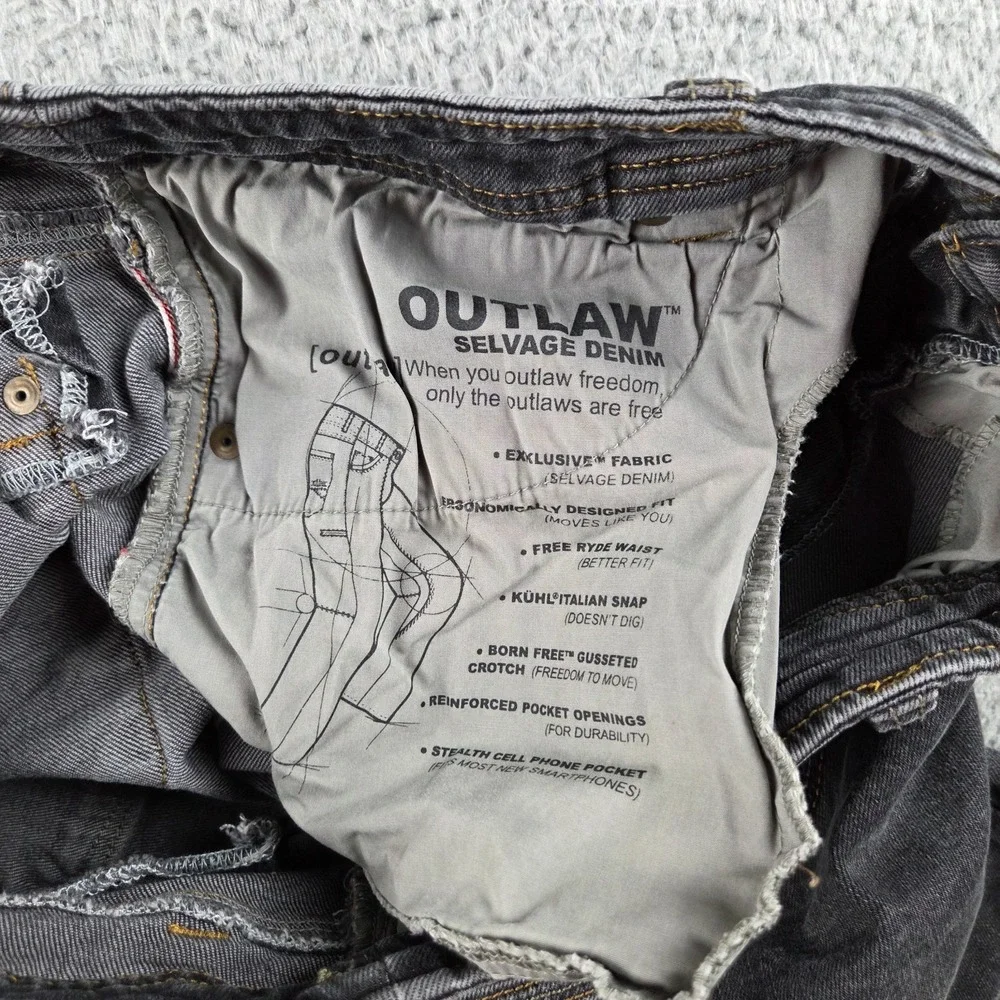Kuhl‎ Jeans Mens 38x32 (37x32) Black Outlaw Selvage Denim Outdoor Cotton